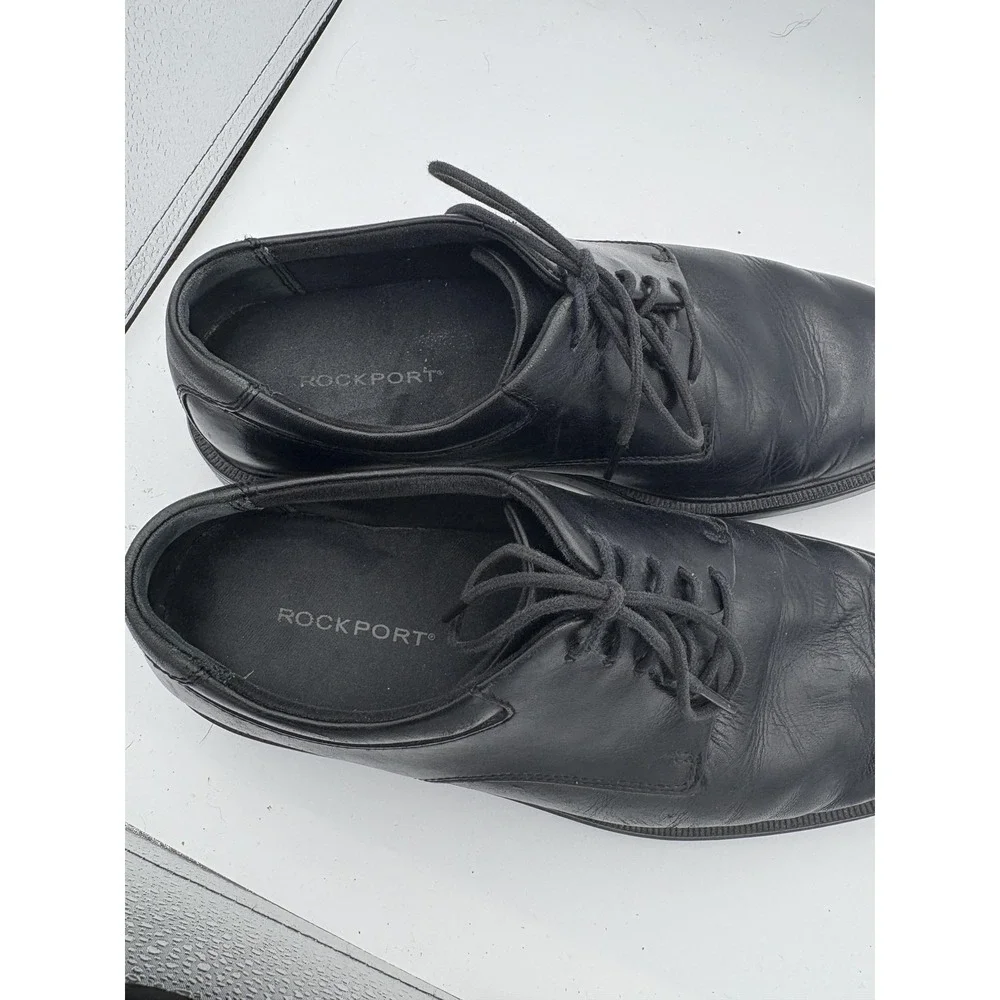 Rockport Shoes Mens Size 8 Black Leather Derby Dress Lace‎ Up Comfort Oxfords